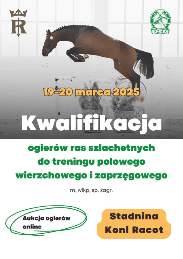 Plakat kwalifikacji ogierów do treningu polowego 2025